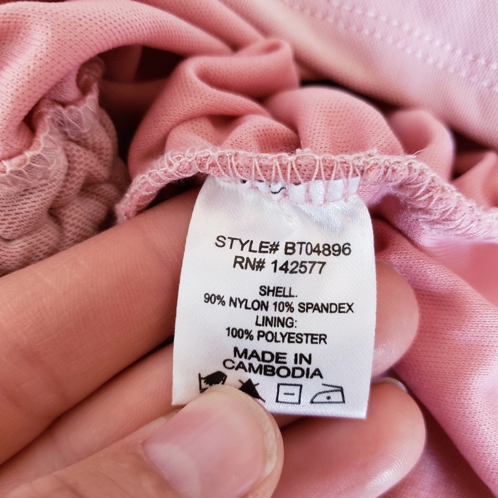 NWOT Blashe Pink Blush Ruched Tie Hem Dress Size L - Picture 9 of 9
